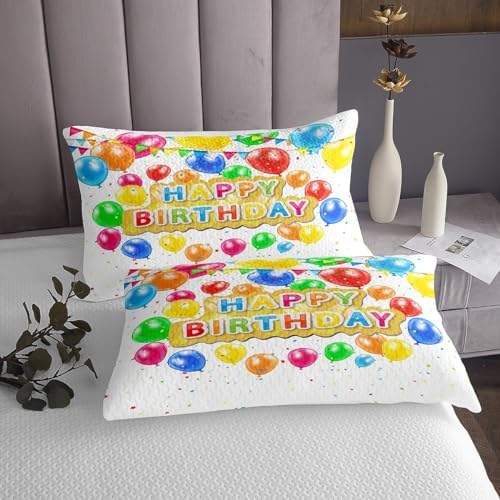 jejeloiu Happy Birthday Balloon Print Sheet Set