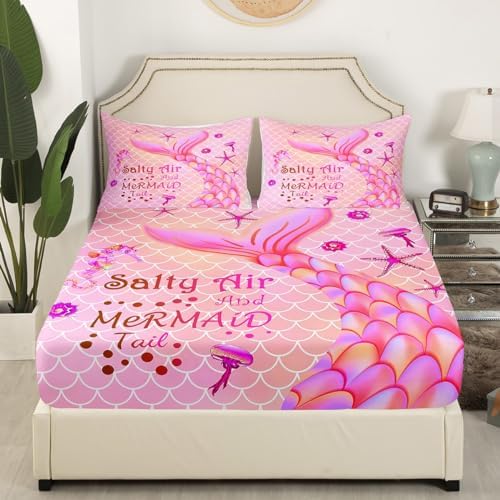 Pink Mermaid Sheet Set King Size Comfortable