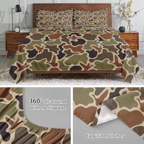 Zzzboro 4 Pcs Fitted Sheet Set King Size Camouflage