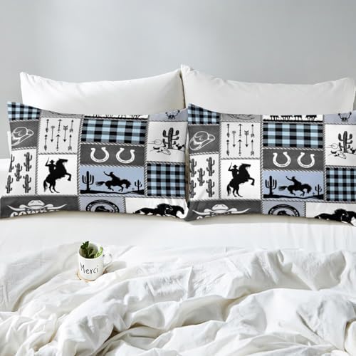 Manfei King Size Microfiber Sheet Set with Horseshoes Cactus Pattern