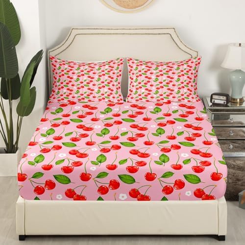 Jejeloiu Cherry Sheet Set King Size