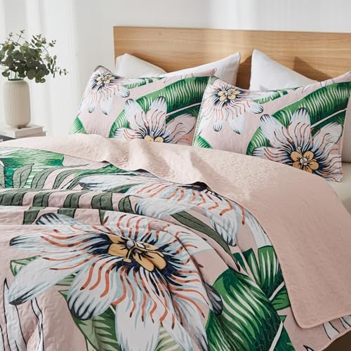 Yogeneg Queen Quilt Bedding Set With Floral Pattern
