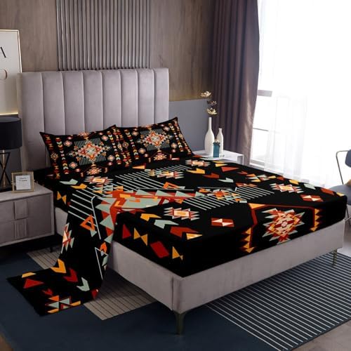 Feelyou Geometric King Size Sheet Set 4Pcs