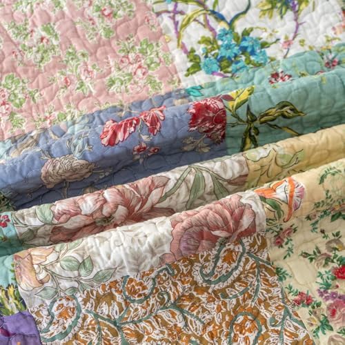 YAYIDAY Oversized Queen Quilt Set - 100 Cotton Reversible Patchwork Bedspread