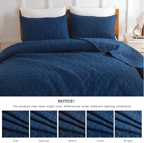 DJY Navy Blue King Size Quilt Set with Pillow Shams