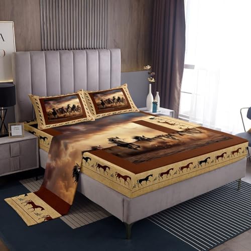 Feelyou King Size Horse Bed Sheet Set with Deep Pockets