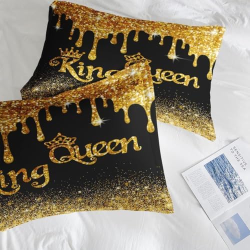 Pamnest Comforter Set King Size 3 Pcs Black Gold