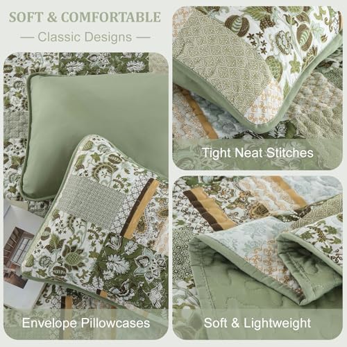 WONGS BEDDING Green Quilt Set King Size 3 Piece 1