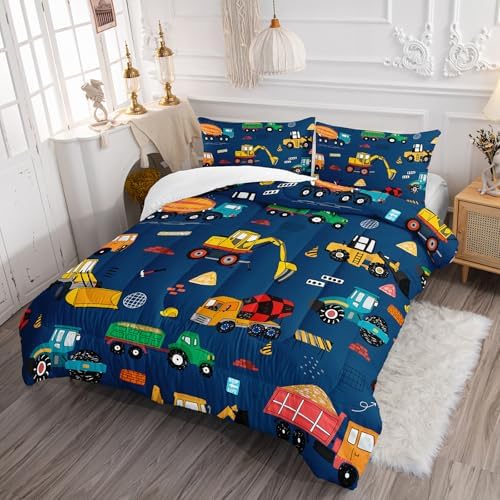 QOOMO Construction Themed Comforter Set for Kids