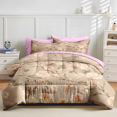 Nesker 7 Pcs Comforter Set King Size Floral Bedding