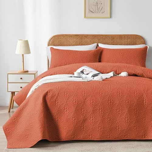 WURUIBO Quilt Set - Burnt Orange Microfiber