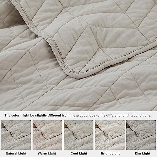 Palassio Beige Quilt Set Cal King Size with Pillow Shams
