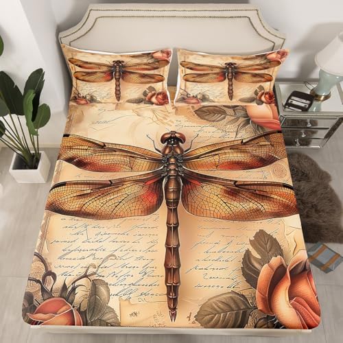 Manfei Dragonfly Fitted Sheet Set Twin Size