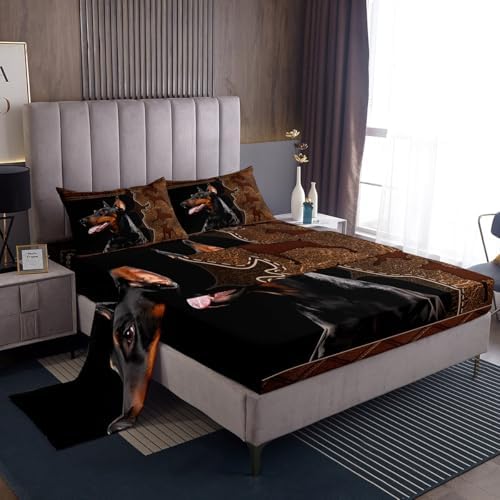 Homewish 3D Doberman King Size Bed Sheet Set