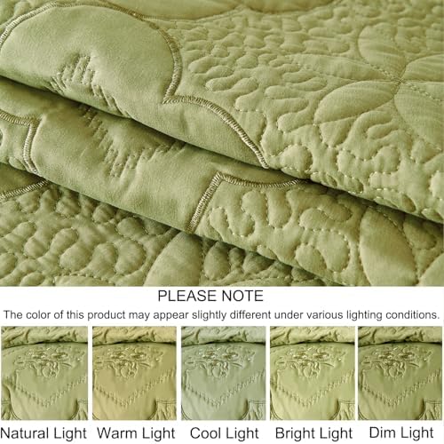 Cmfshape Floral Embroidery Quilt Set 3 Piece King Bedding Set