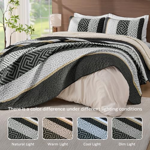 WONGS BEDDING Quilt Set Queen Size Black