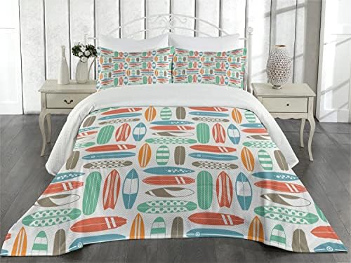 Ambesonne Retro Coral Orange 2-Piece Bedspread Set