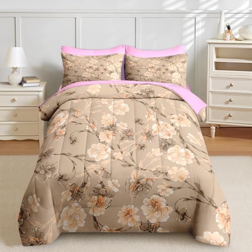 Nesker 7 Pcs Comforter Set King Size Floral Bedding