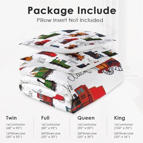 WeCozy Twin Comforter Set with Pillowcase Retro Train Design