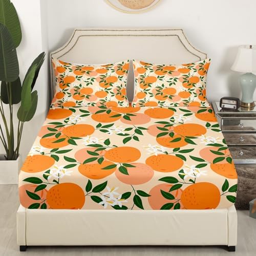Feelyou Cartoon Orange Bedding Set for Kids 4pcs