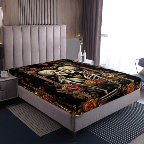 Manfei Twin Size Skeleton Sheet Set with Pillowcase