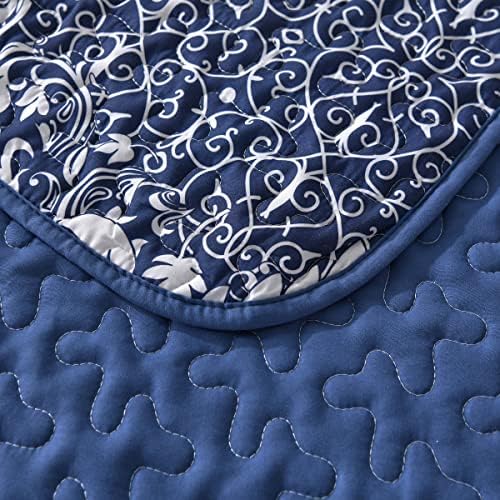 DJY Navy Quilt Set King Size 3 Piece