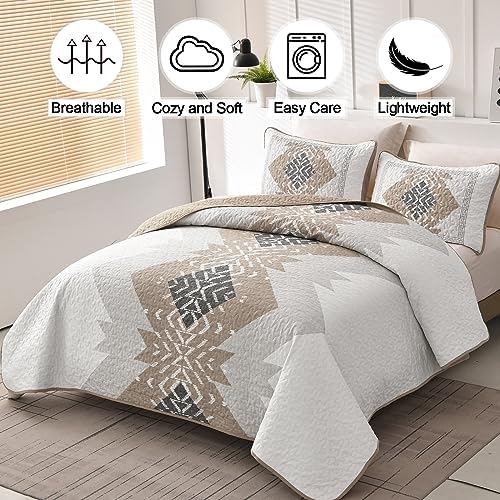 Dintszyayue Khaki Boho Quilt Set 3 Piece California King