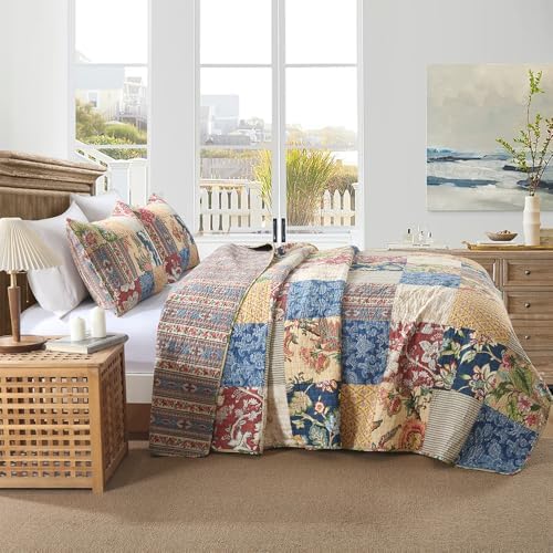 VISIMISI Cotton Patchwork Quilt Set 3 Pieces Reversible King Size