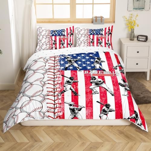 Red Blue Stars and Stripes Duvet Cover Set for Boys