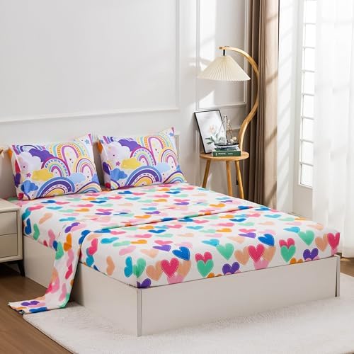 Btargot 5 Piece Light Purple Rainbow Comforter Set for Kids 1