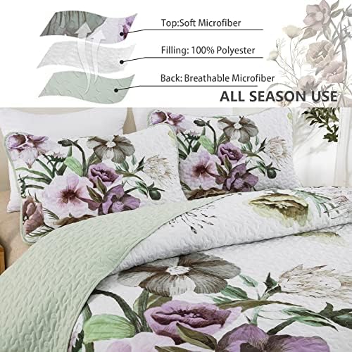 Drucon Floral Quilt Set 3 Piece King Size Boho