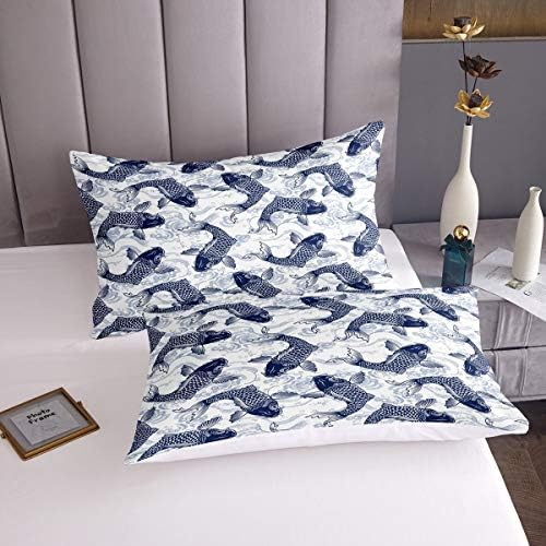 Feelyou Koi Fish Bed Sheet Set Zipper TwinXL Size