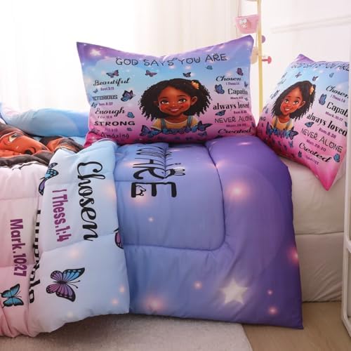 Black Girl Comforter Set Queen Size for Kids