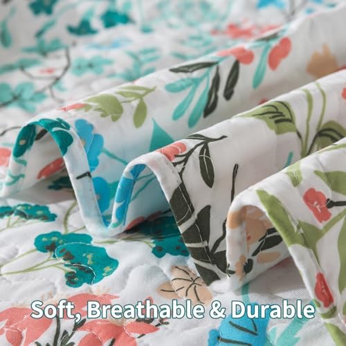 TWINRUN Floral Queen Quilt Bedding Set - 3 Piece Farmhouse Garden Style