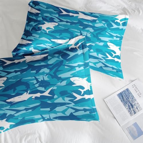 Blue Shark Fish Comforter Set 3 Piece