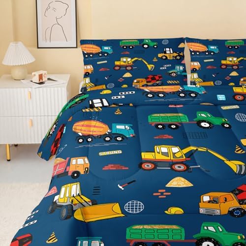 QOOMO Construction Themed Comforter Set for Kids