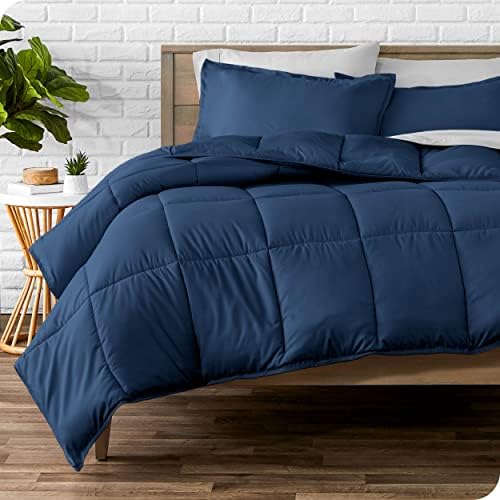 Bare Home Microfiber Sheet Set with Comforter Set King Dark Blue