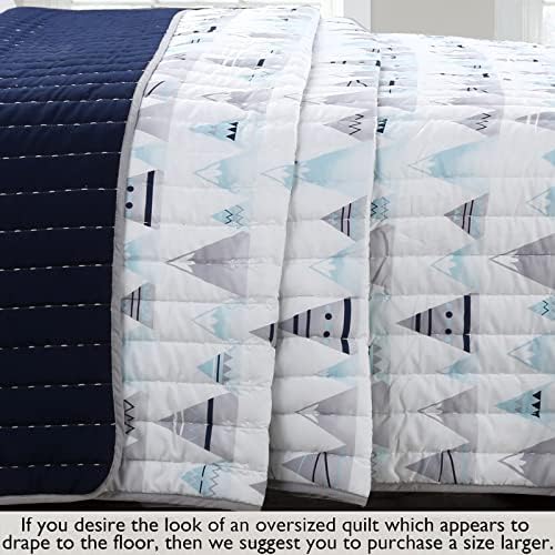 Cozy Line Summit Blue Snowy Alps Reversible Quilt Set