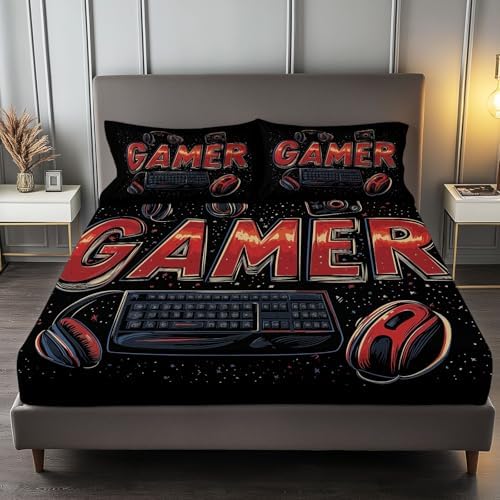 Twin XL Sheet Set 3 Pcs Gaming Print Microfiber