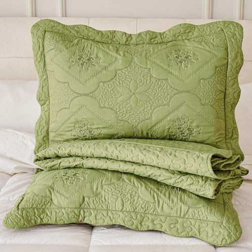 Cmfshape Floral Embroidery Quilt Set 3 Piece King Bedding Set
