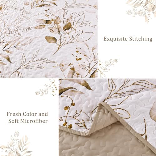 Anibedding Floral Queen Quilt Set with 2 Pillowcases
