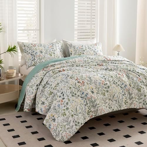 BUPIRD Floral Quilt Set King 3 Pieces