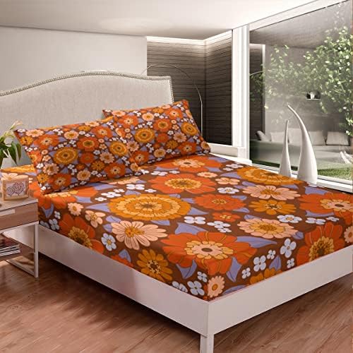 Erosebridal 70s Groovy Boho King Bed Sheet Set