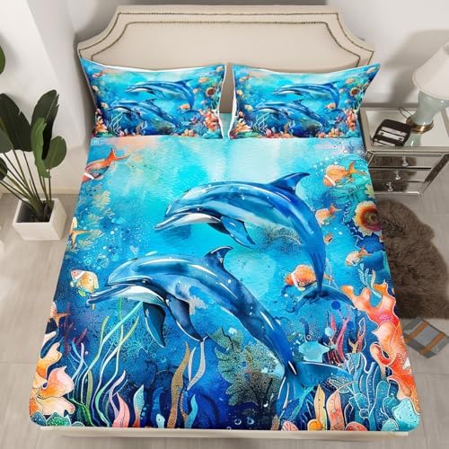 Feelyou Dolphin Bed Sheet Set for Kids