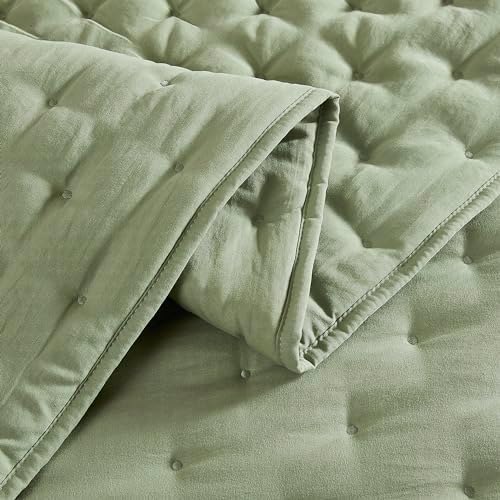 WDCOZY Sage Green Cloud Cal King Quilt Set