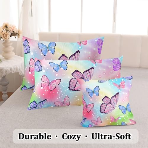 ASKOTU 4 Pcs Rainbow Butterfly Comforter Set for Girls