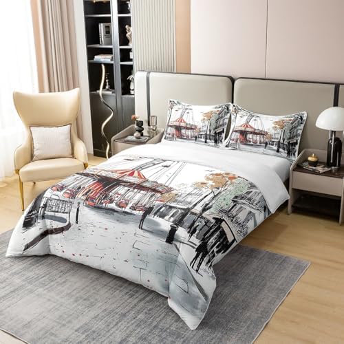 Erosebridal Retro City Duvet Cover Set Twin