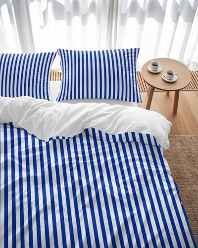ZOE GARDEN Navy Blue Stripe Duvet Cover Set 3 pcs
