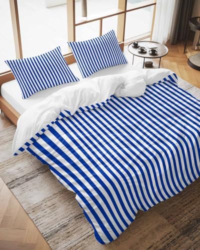 ZOE GARDEN Navy Blue Stripe Duvet Cover Set 3 pcs