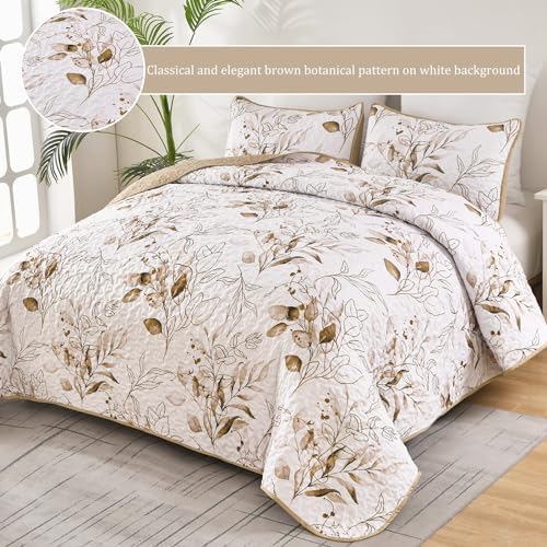Anibedding Floral Queen Quilt Set with 2 Pillowcases